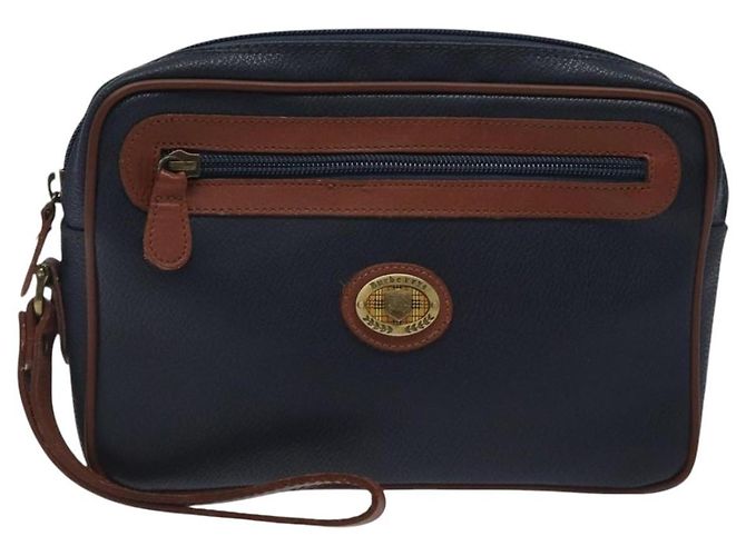 Autre Marque Borsa a mano Burberrys in PVC pelle blu navy oro Auth ar13433 D'oro - vista 13
