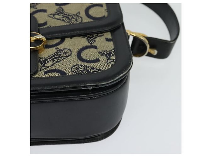 Céline Borsa a spalla CELINE C Sulky in tela blu navy e oro Auth BA1378 D'oro - vista 15