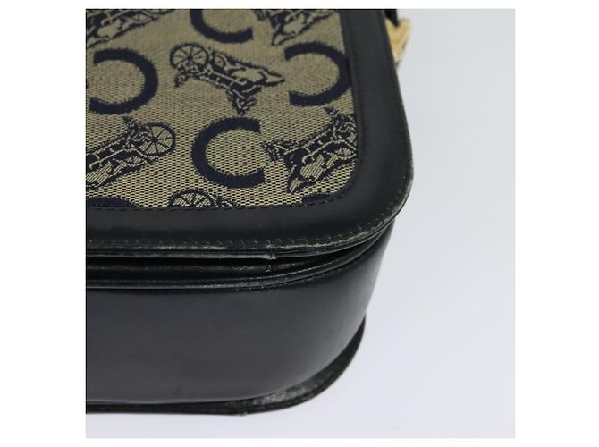 Céline Borsa a spalla CELINE C Sulky in tela blu navy e oro Auth BA1378 D'oro - vista 17
