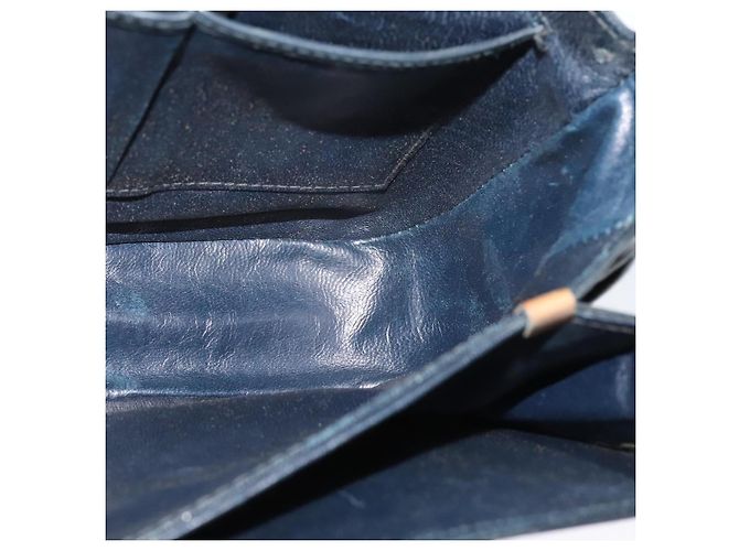 Céline Borsa a spalla CELINE C Sulky in tela blu navy e oro Auth BA1378 D'oro - vista 21