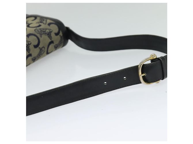 Céline Borsa a spalla CELINE C Sulky in tela blu navy e oro Auth BA1378 D'oro - vista 7