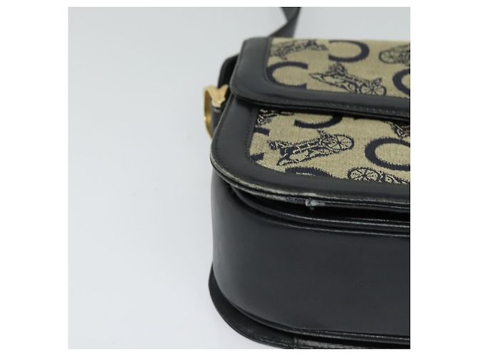 Céline Borsa a spalla CELINE C Sulky in tela blu navy e oro Auth BA1378 D'oro - vista 9