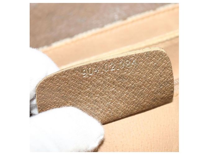 Bolso Gucci GG Supreme Web Sherry Line PVC Beige Oro 904 02 084 Auth BA1032 Dorado - vista 12