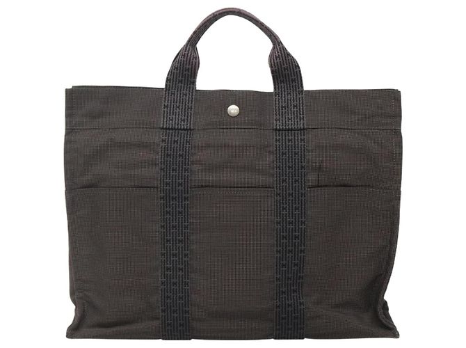 Hermès HERMES Handtasche Her Line MM Canvas Grau Silber Auth th5896 Braun - Ansicht 13