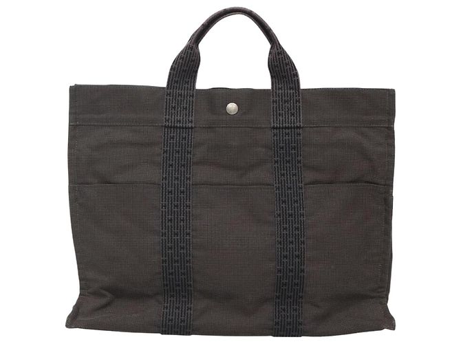 Hermès HERMES Handtasche Her Line MM Canvas Grau Silber Auth th5896 Braun - Ansicht 2