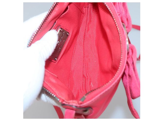 Borsa a spalla Salvatore Ferragamo in nylon rosa oro Auth bs24618 D'oro - vista 11