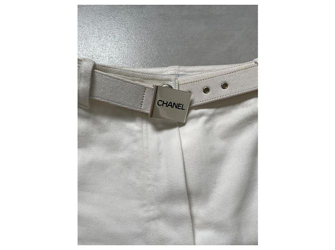 Vaqueros Chanel Blancos de Algodón con Cinturón Removible Talla 40 - vista 2