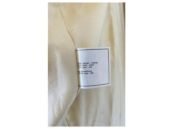 Chanel Coat Eggshell Mohair Wool Silk Size 40 - view 10