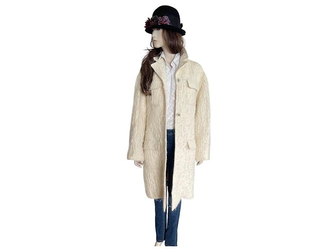 Chanel Coat Eggshell Mohair Wool Silk Size 40 - view 3