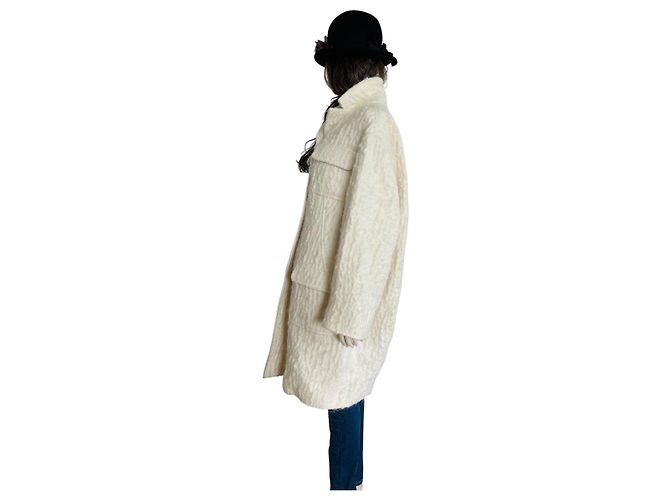 Chanel Coat Eggshell Mohair Wool Silk Size 40 - view 6