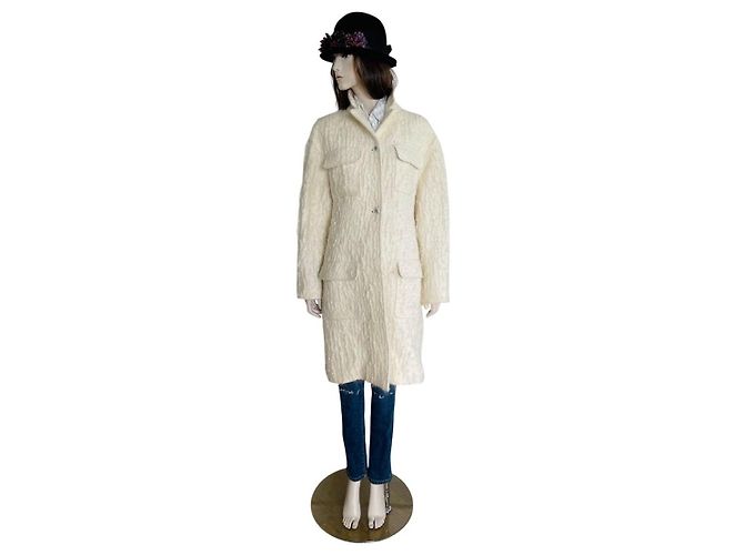 Chanel Coat Eggshell Mohair Wool Silk Size 40 - view 7