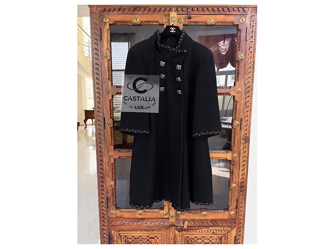 Chanel Paris / Byzanz CC Gripoix Knöpfe Schwarzer Mantel 38 FR - Ansicht 12