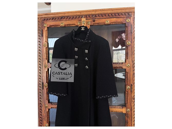 Chanel Paris / Byzanz CC Gripoix Knöpfe Schwarzer Mantel 38 FR - Ansicht 14