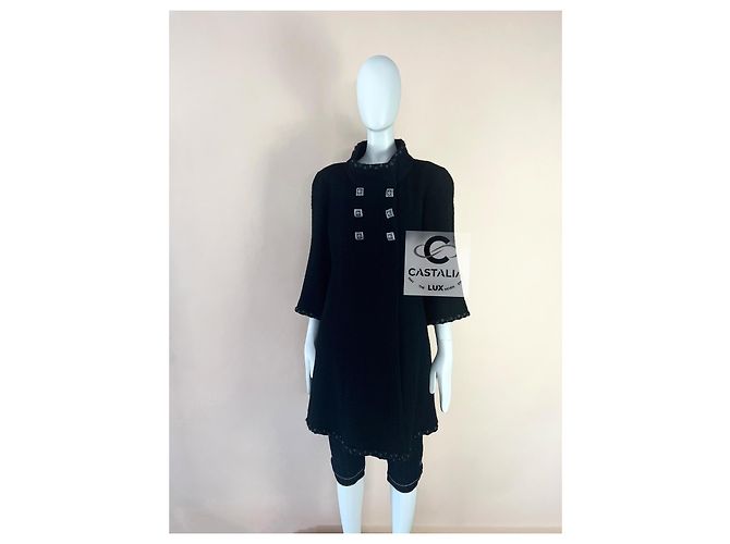 Chanel Paris / Byzanz CC Gripoix Knöpfe Schwarzer Mantel 38 FR - Ansicht 5