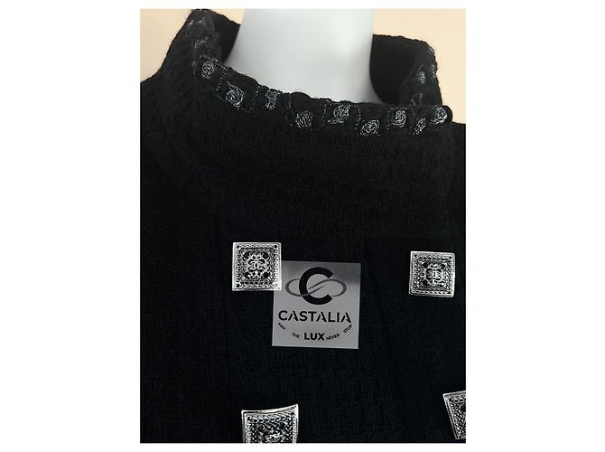 Chanel Paris / Byzanz CC Gripoix Knöpfe Schwarzer Mantel 38 FR - Ansicht 6