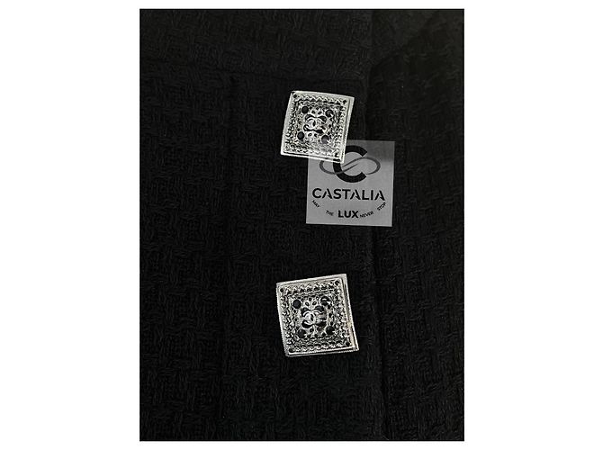 Chanel Paris / Byzanz CC Gripoix Knöpfe Schwarzer Mantel 38 FR - Ansicht 7