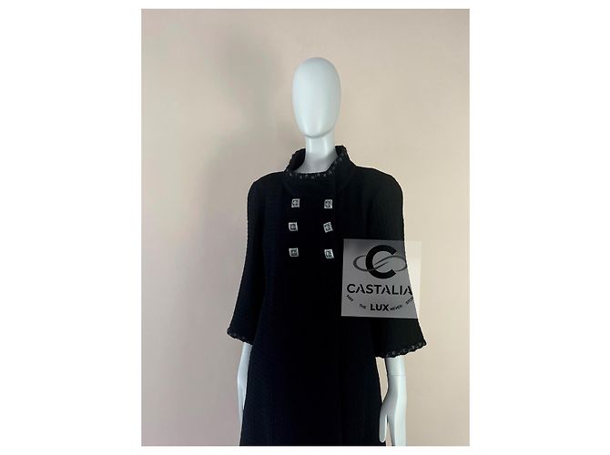 Chanel Paris / Byzanz CC Gripoix Knöpfe Schwarzer Mantel 38 FR - Ansicht 8