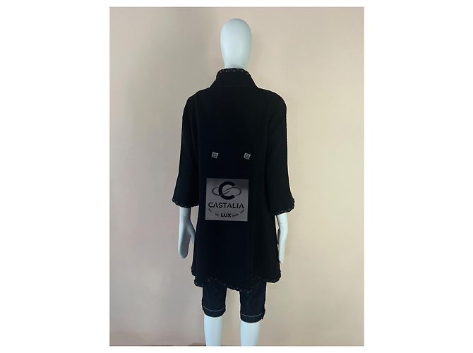 Chanel Paris / Byzanz CC Gripoix Knöpfe Schwarzer Mantel 38 FR - Ansicht 9