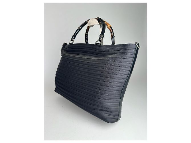 Bamboo Vintage Gucci Canvas Tasche mit Bambusgriff in Schwarz - Ansicht 13