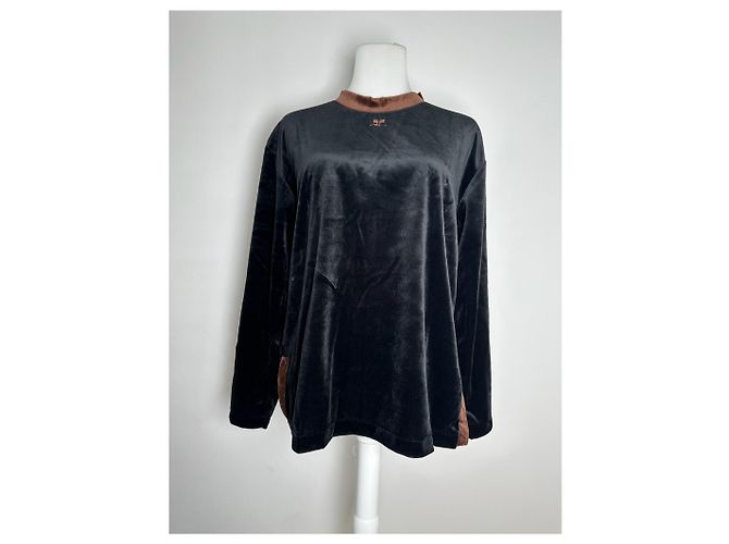 Courreges Pull en sam de Courrèges vintage noir et marron - vue 3