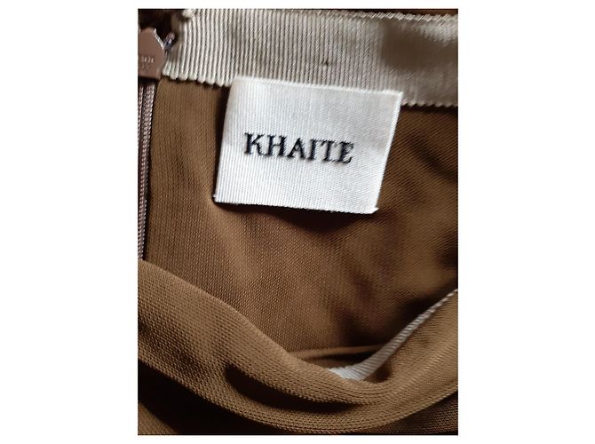 Falda drapeada Khaite Luza en viscosa caqui marrón oscuro - vista 3