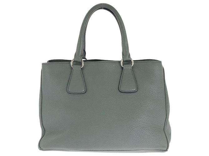 Graue Leder Schultertasche mit Vitello Dino Logo von Prada - Ansicht 2