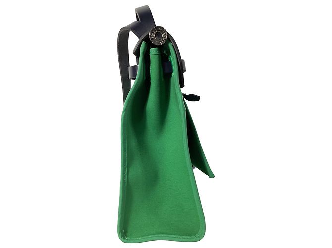 Hermès Herbag Zip 31 Tasche aus grünem Canvas Schwarz - Ansicht 2