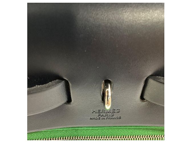 Hermès Herbag Zip 31 Tasche aus grünem Canvas Schwarz - Ansicht 4