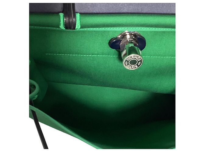 Hermès Herbag Zip 31 Tasche aus grünem Canvas Schwarz - Ansicht 6