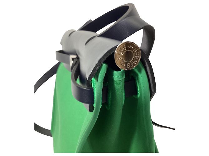 Hermès Herbag Zip 31 Tasche aus grünem Canvas Schwarz - Ansicht 7