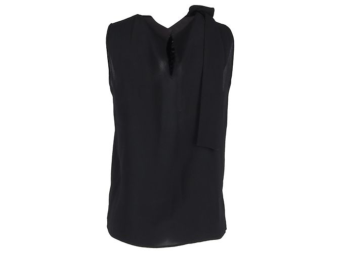 Miu Miu Embellished Sleeveless Blouse in Black Silk - view 3