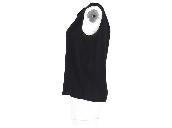 Miu Miu Embellished Sleeveless Blouse in Black Silk - view 5