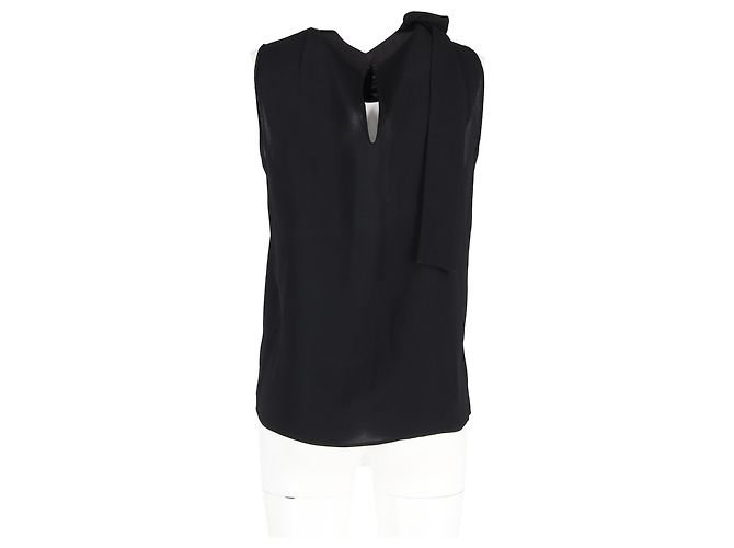 Miu Miu Embellished Sleeveless Blouse in Black Silk - view 6