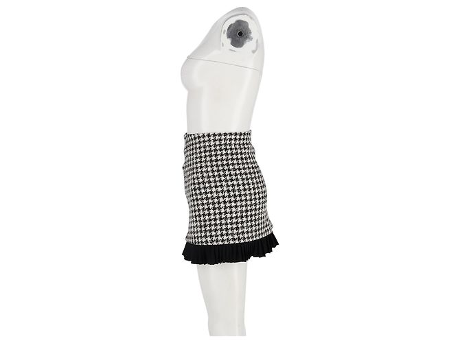 Falda mini Houndstooth Sandro Paris en tweed de lana negra Negro - vista 5