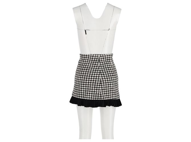 Falda mini Houndstooth Sandro Paris en tweed de lana negra Negro - vista 6