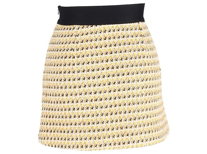 Falda Mini Amarilla Maje en Tweed de Algodón Amarillo - vista 3