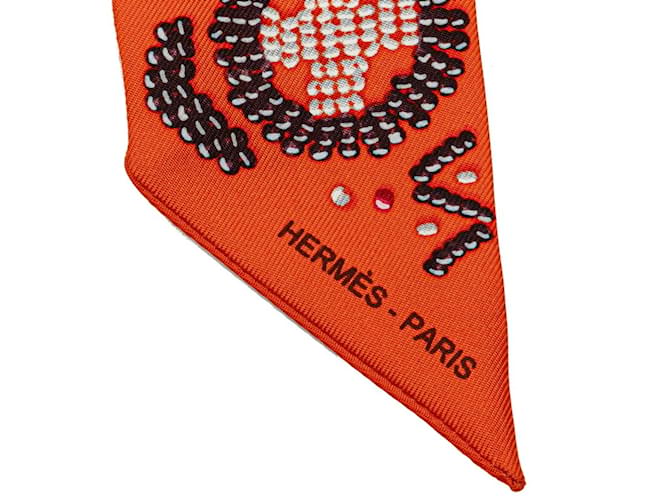 Hermès Foulard Hermes Twilly Kelly in Perle Arancione - vista 2