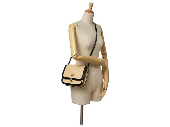 Saint Laurent Beige Medium Quilted Suede Monogram Solferino Crossbody - vista 10