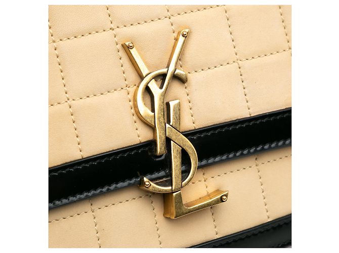 Saint Laurent Beige Medium Quilted Suede Monogram Solferino Crossbody - vista 7