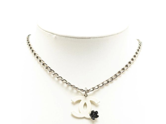 Collana Camelia Coco Mark di Chanel Argento Bianco - vista 5