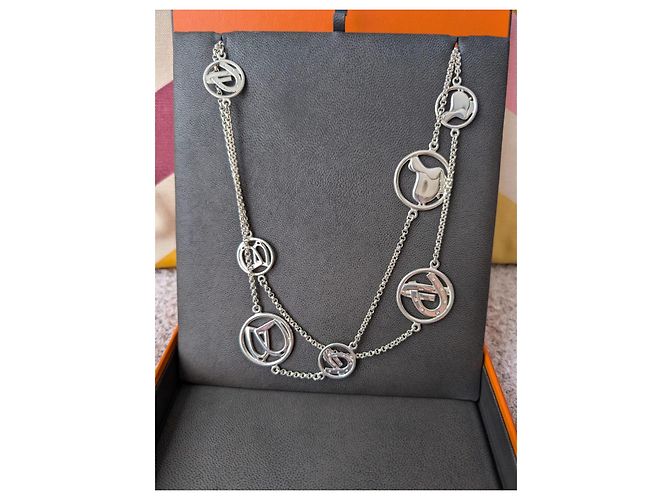 Hermès Collana equestre in argento 35" Lunga Catena Belcher Ferradura Silver hardware - vista 10