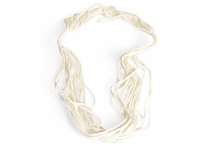 Autre Marque Collana Boho Multistrato in Tessuto Bianco - vista 2