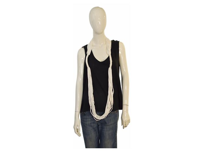 Autre Marque Collana Boho Multistrato in Tessuto Bianco - vista 4