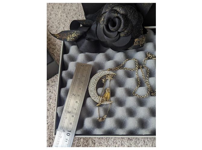 Chanel Raro CC 08P CoCo na Lua GHW Colar Logo de Cristal Caixa etiqueta Dourado - vista 12