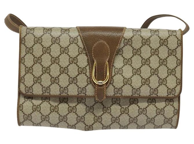 Borsa a Spalla GUCCI GG Supreme PVC Beige Oro 118 02 050 Auth BA1491 D'oro - vista 13