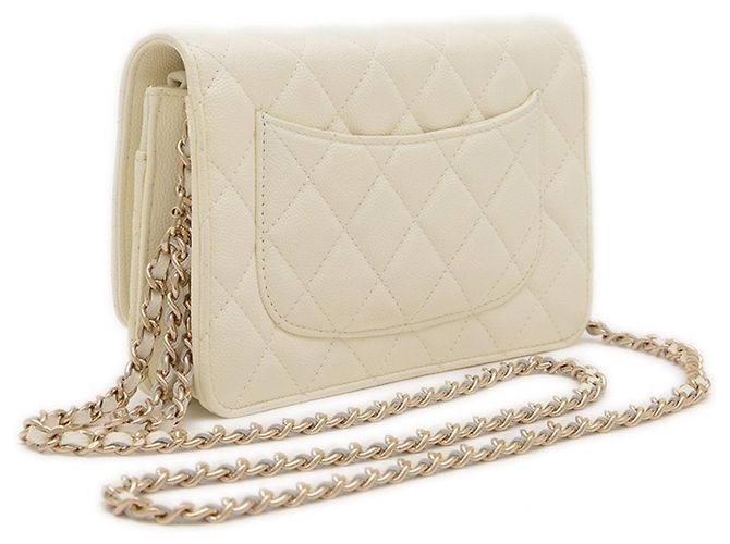 Wallet On Chain Cartera Chanel En Cadena Blanco - vista 2
