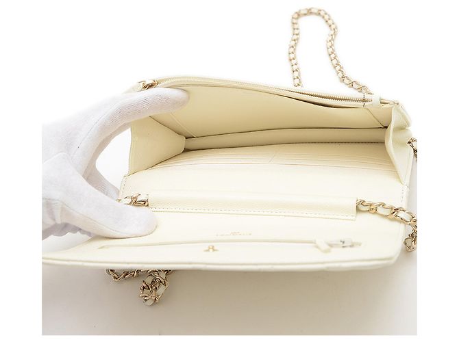 Wallet On Chain Cartera Chanel En Cadena Blanco - vista 5