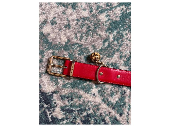 Céline - cinturón de cuero rojo con campana dorada Roja - vista 3