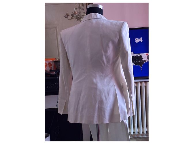 Yves Saint Laurent - completo giacca e pantaloni bianchi Bianco - vista 5