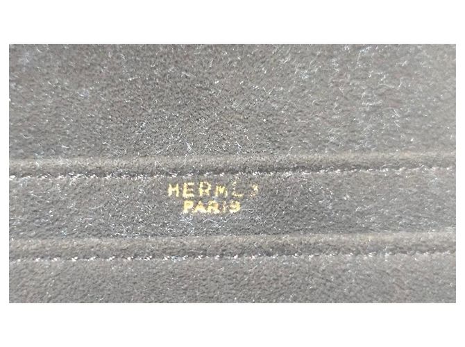 Hermès Paris - pochette in suede vintage Nero Marrone scuro - vista 6